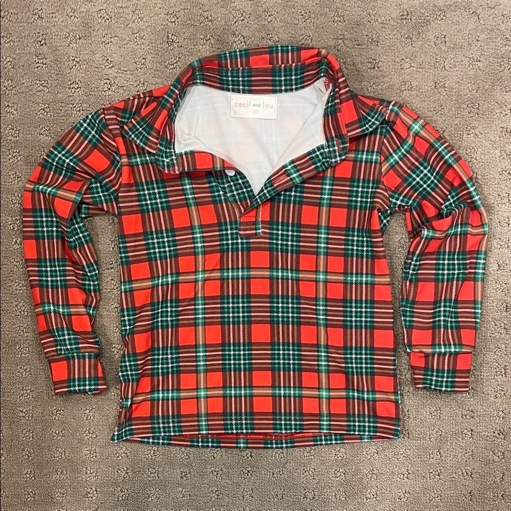 Red and Green Plaid Kids Shirt